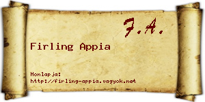 Firling Appia névjegykártya